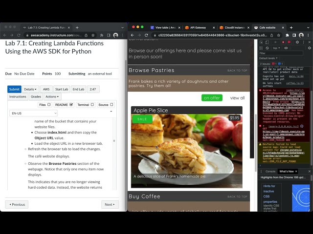 AWS Academy Cloud Developing Lab 7.1:  Creating Lambda Functions Using the AWS SDK for Python