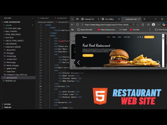 Restaurant Website Using Only HTML | Beginner HTML Project (2026)