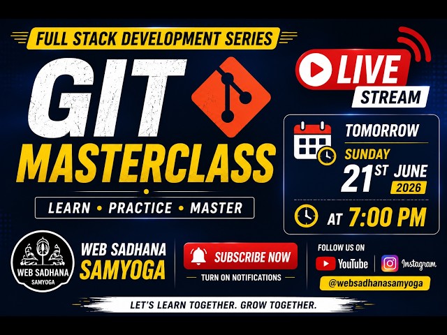 Git & GitHub Master Class LIVE 🔴 | Git Basics to Advanced | Full Stack Development Series