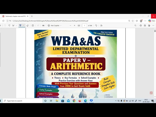 WBA&AS LDE | Arithmetic Paper V | PYQs | Solved Questions |