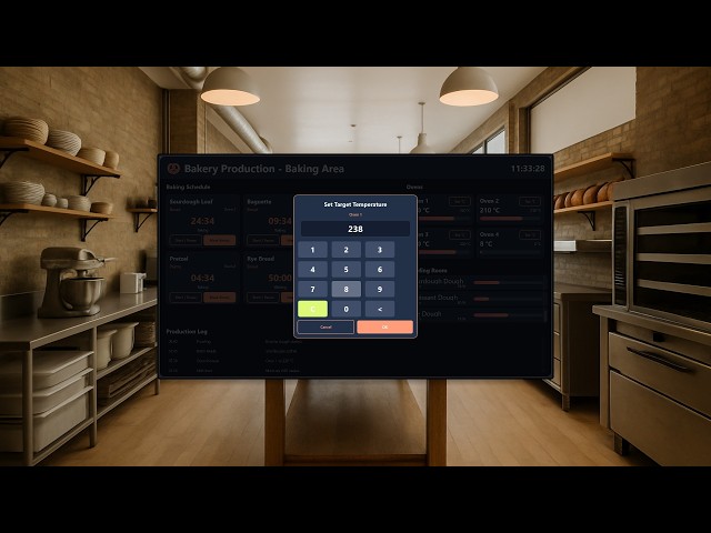 Craft Bakery Production & Storefront Displays - Two Peakboard Apps in Perfect Sync
