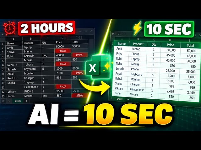How to Use AI in Excel | 5 Tricks in 10 Seconds #excel #ai #claude #chatgpt 