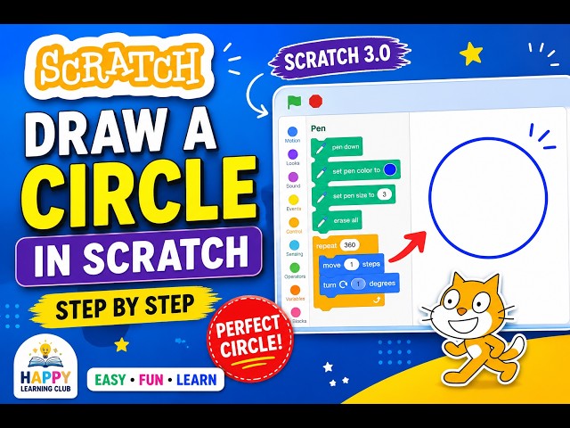 🖥️ Scratch Tutorial for Kids | How to Make a Circle Using Pen Blocks