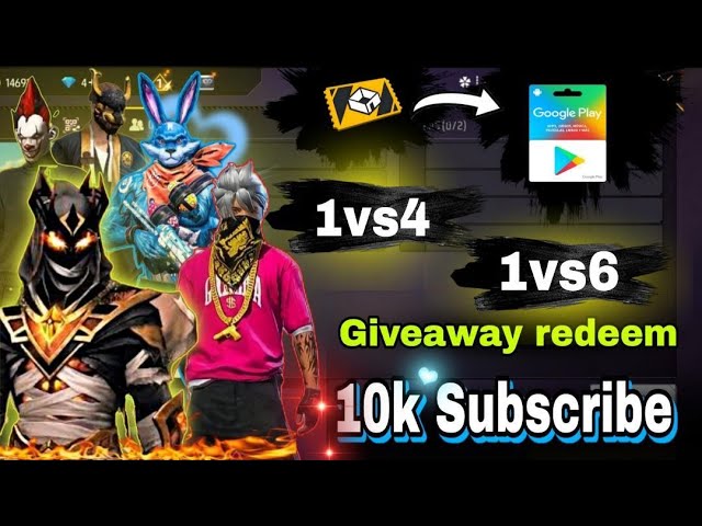 GIVEAWAY COSTOM 🤯 1v4=800 1v6=1200 ka redeem code 🎁