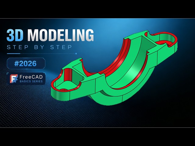 FreeCAD1.1.3 Part Design Tutorial for Beginners | Sketch, Pad, Hole & Pattern Features-158