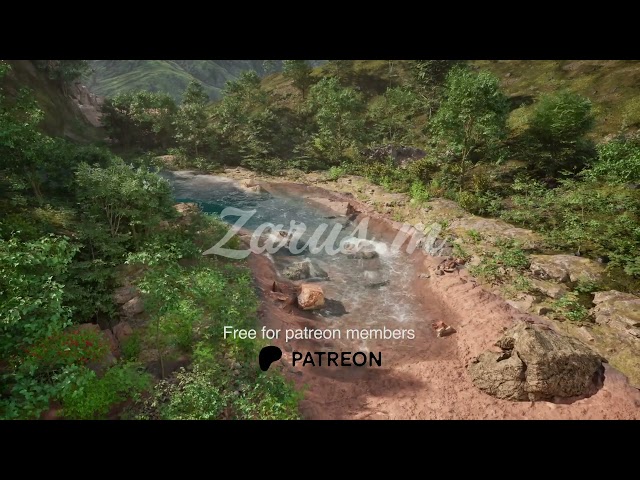 Dry Riverbed with Water Flowing Through Rocky Terrain | Download Link Below