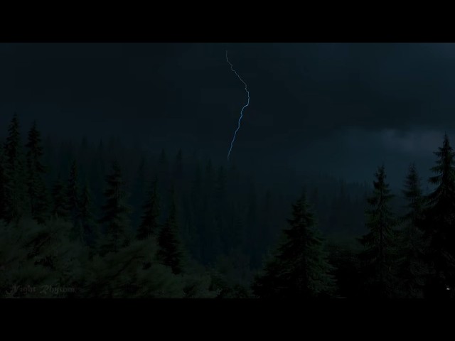 Deep Sleep in a Dark Forest Storm ⛈️ Soft Rain, Wind & Thunder | Calm Night Bedroom Ambience