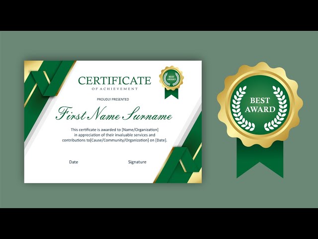Create a Professional Green & Gold Certificate and Badge in CorelDRAW | Step-by-Step for Beginners