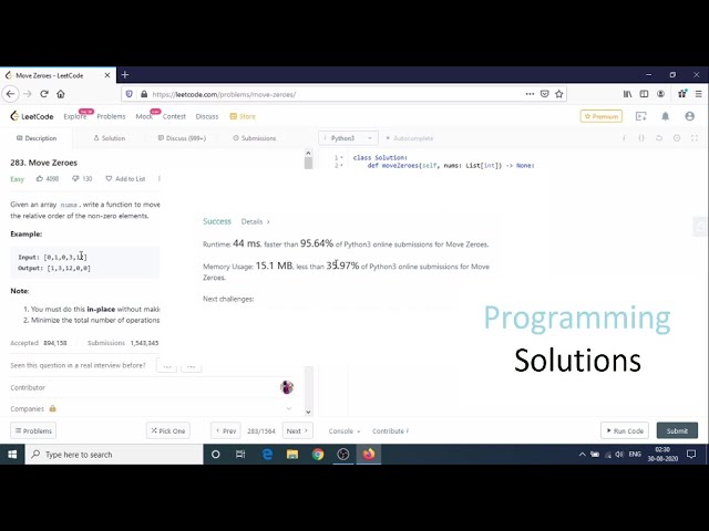 Move Zeroes Leetcode Solution | Python