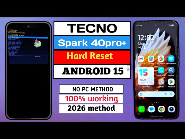 Hard Reset Tecno Spark 40 Pro+ | Factory Reset Without PC (Forgot Password/Pattern)