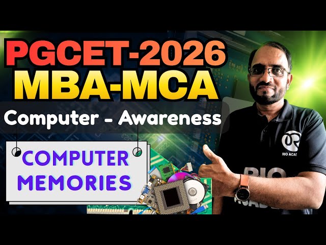 PGCET - MBA  / MCA 2026 | COMPUTER AWARENESS | Computer Memories  #pgcetexam2026