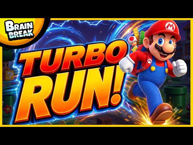 Mario Turbo Run Brain Break ⚡ Help Mario Get Friends Back to School!