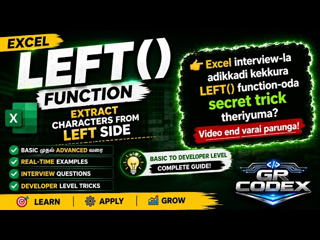 Excel Interview-la Adikkadi Kekkura LEFT Function | Complete Tutorial Tamil