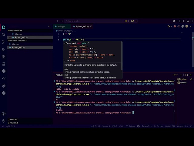 Variables, Datatypes and simple functions #3 | Python tutorials for beginners