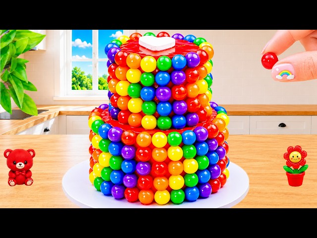 Amazing Rainbow Candy Ball Cake 🌈 Super Glossy Chocolate Drip Tutorial | Lý Thị Linh
