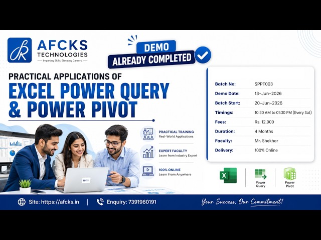Practical Applications of Excel Power Query & Power Pivot Demo conducted on 13-Jun-2026