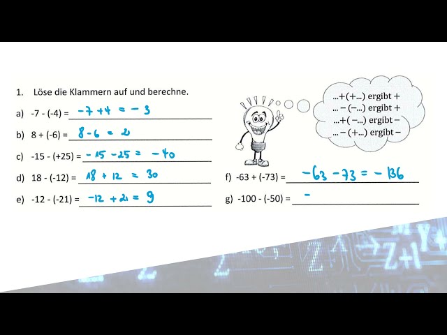 393. Mathe an der Realschule Rechnen mit ganzen Zahlen (Addieren und Subtrahieren) - Wiederholung