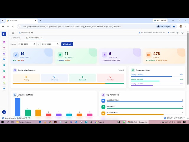 Vehicle Inventory Management System using Google Apps Script Web Application