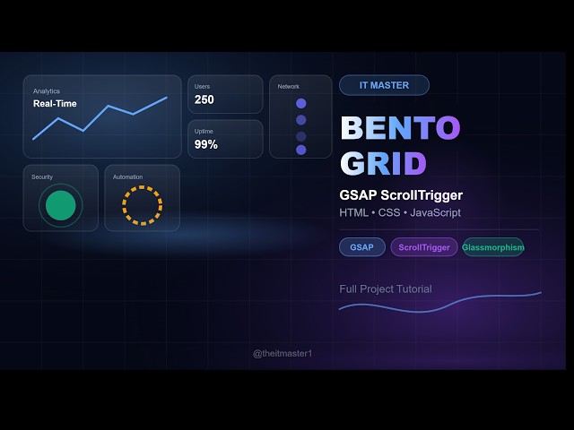 Build a Premium Bento Grid Dashboard with GSAP ScrollTrigger | HTML CSS JavaScript Tutorial