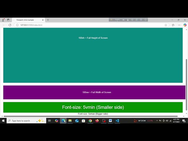07. CSS vw, vh, vmin, vmax Explained Easily | CSS Responsive Units Tutorial