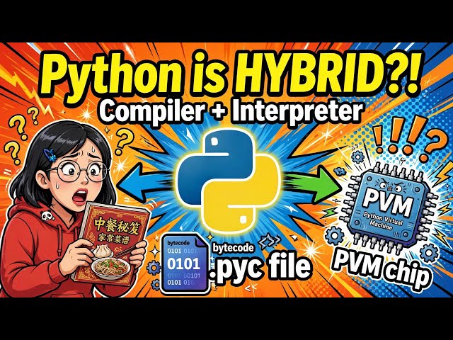 Python is HYBRID? Compiler + Interpreter Explained with Real Example | Bytecode & PVM