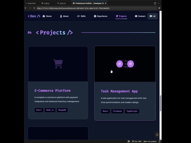 Professional Developer Portfolio Website | Full Stack Developer CV Using HTML CSS Tailwind