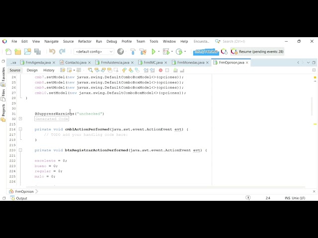 Exposición de Programa Encuenta de opinión en NetBeans 