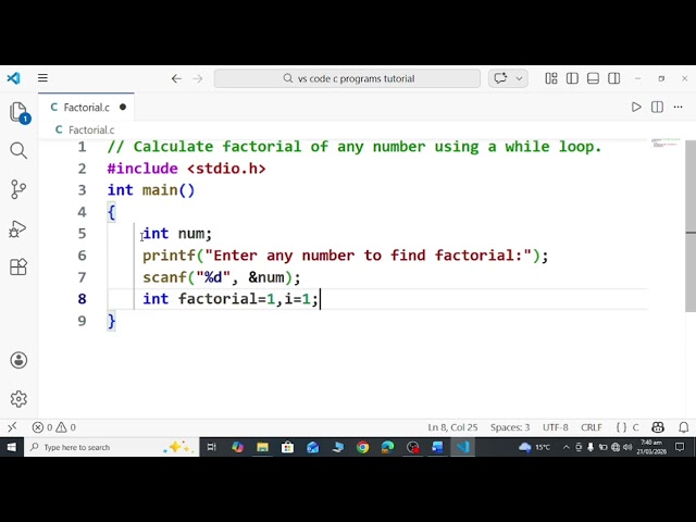 C program to find the Factorial of any number