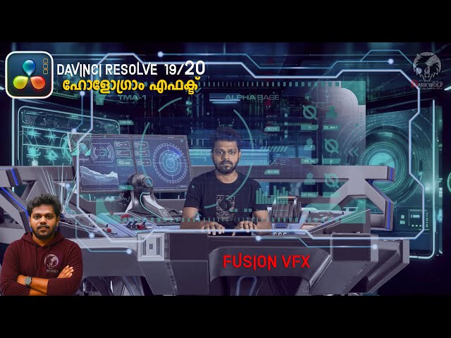 SciFi computer hologram effect  using davinci resolve fusion in malayalam basic tutorial