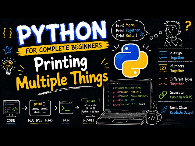 8. Printing Multiple Values in Python | print() Explained | Python for Beginners