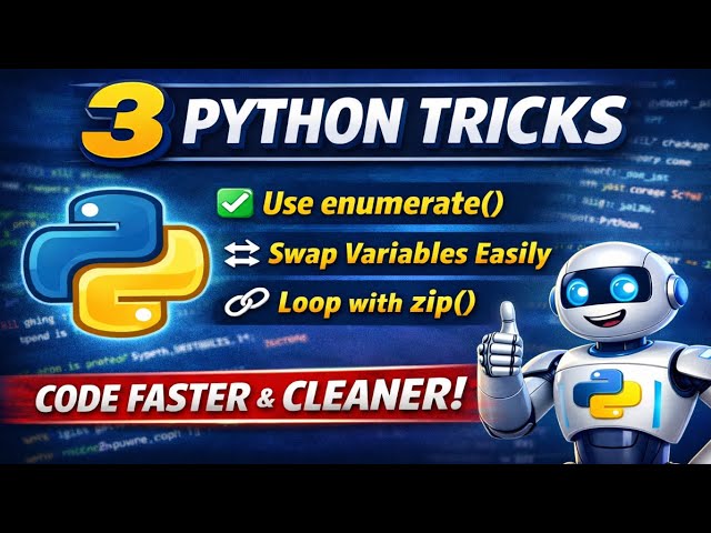 3 Python Tricks That Make Your Code Cleaner (enumerate, swap without temp, zip) | Interview Question