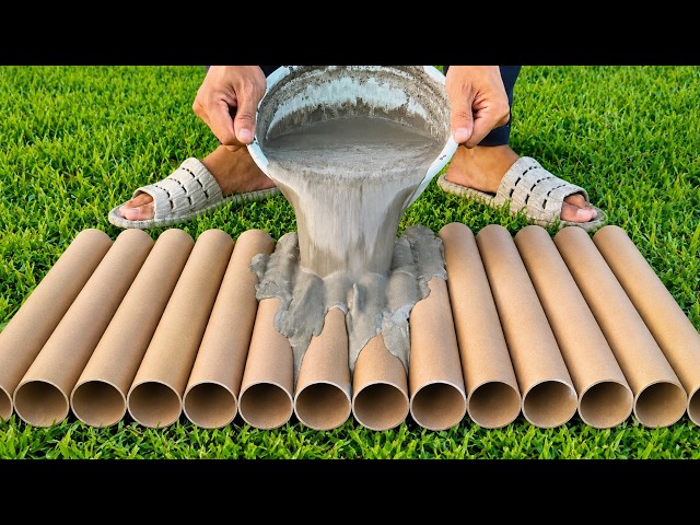 Pouring cement into a paper tube // How to make a unique flower pot mold from an egg carton