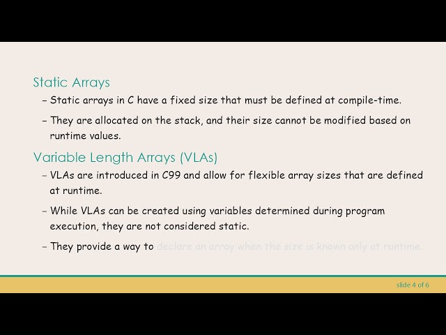 Understanding Static Arrays and Variable Length Arrays in C