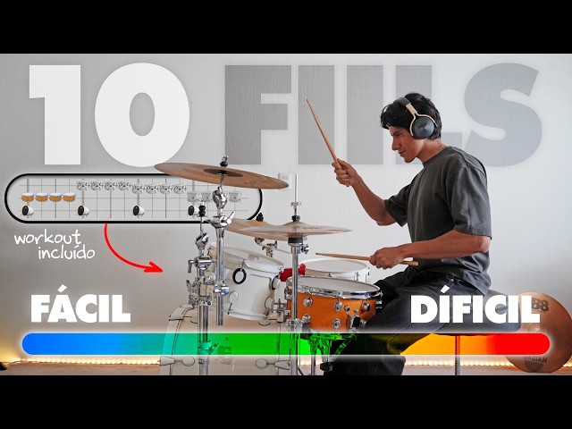 10 FILLS de Batería que Todo Baterista Debe Saber | (Con Rutinas de Práctica: 60-90-120 BPM)