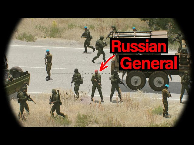 Russian Generals were Eliminated and a Russian Convoy by Ukrainian Sniper - Arma 3