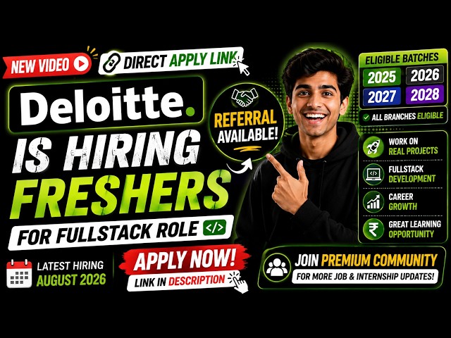 🚀 Deloitte Hiring Freshers | Full Stack Developer Role | Direct Apply+ Referral #hiringnow #fresher