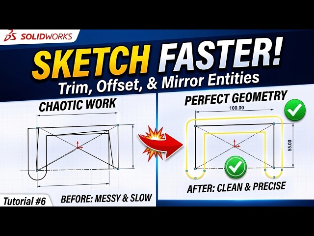 SolidWorks Sketcher Mastery: Trim, Offset & Mirror Entities FAST!