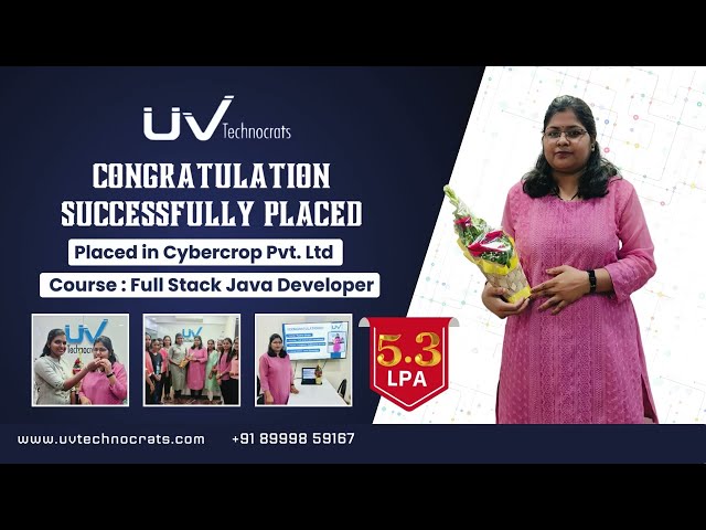Radika | 5.3 LPA | successfully placed  |  Full Stack Java Developer  |   UV Technocrats.