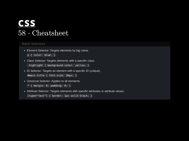 CSS 58 💻 Cheatsheet