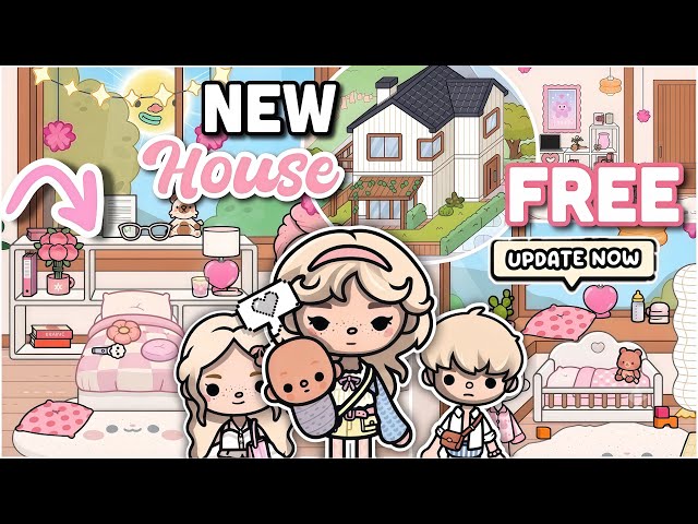 NEW UPDATE FREE HOUSE For Family Aesthetic🩷☁️ Toca Boca Life House Ideas[House Design]New Furniture 