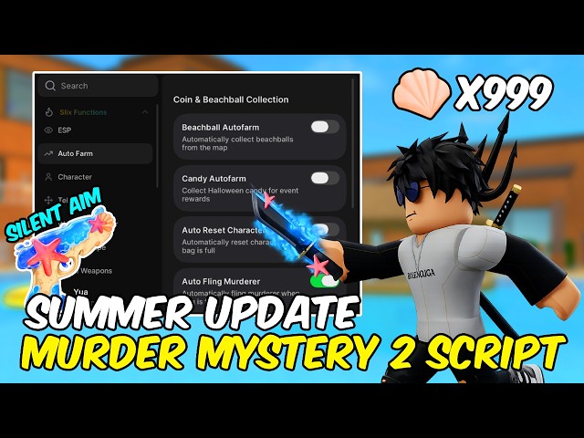 Murder Mystery 2 Script | Auto Farm Coins, Aim, ESP & More | MM2 Summer Update Script (No Key)