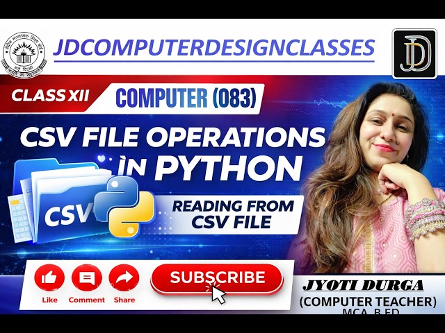 CSV FILE OPERATION IN PYTHON | READ & WRITE| FILE HANDLING | CLASS 12 | COMPUTERSCIENCE | CBSEBOARD