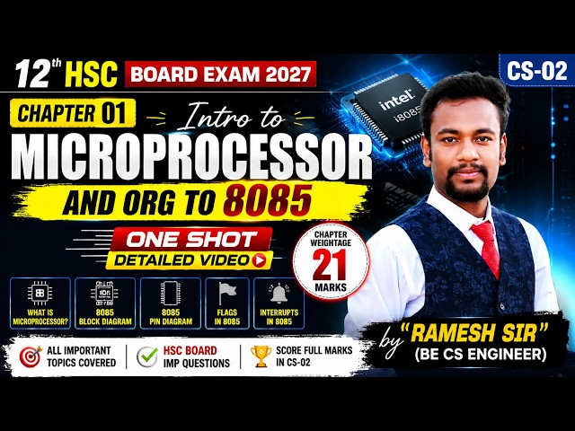 12th HSC CS-02 | Intro to Microprocessor and Org to 8085 One Shot🔥| Chp 1 | All IMP topics.