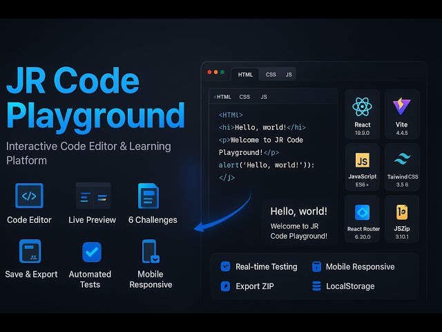Interactive React-based Code Playground with Live Preview & 6 Coding Challenges |  Monaco Editor