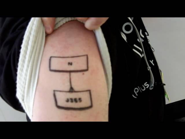 Nicholas Cain shows off his SQL tatoos