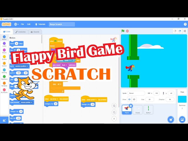 Make Flappy Bird Game Scratch || interesting n easy