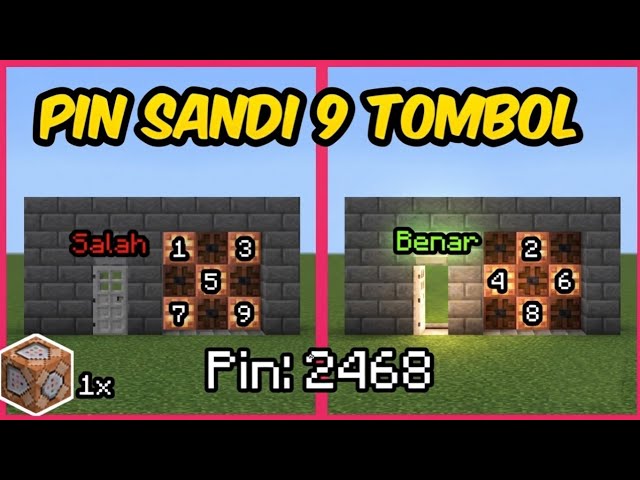 ONLY 1 COMMAND BLOCK‼️How to Make a 9-BUTTON PIN DOOR LOCK