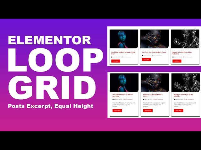 Elementor Loop Grid Tutorial | Post Excerpt, Equal Height - Elementor Pro
