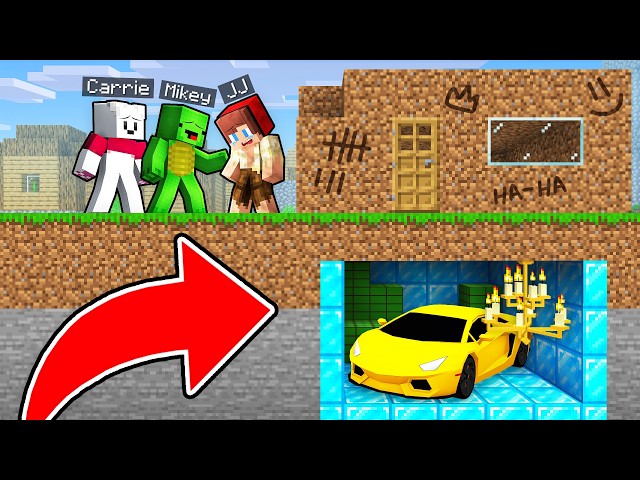 JJ Pretends to be POOR to Troll Mikey and Friends in Minecraft - Maizen