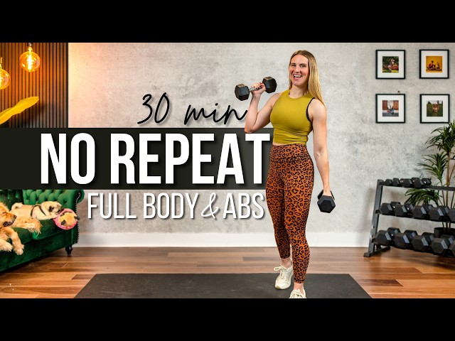 30 min. NO REPEAT Full Body and Abs GIANT SETS Strength Training